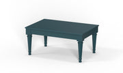 Atman: Mango Wood Coffee Table with Turned Legs Painted in Peacock Blue