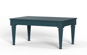 Atman: Mango Wood Coffee Table with Turned Legs Painted in Peacock Blue