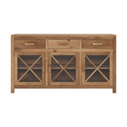 Mahati – Mango Wood 3 Glass Doors 3 Drawers Sideboard