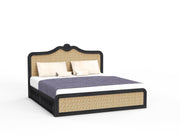 Nidra - Mango Wood & Cane Maharaja Carving King Size Bed With Storage