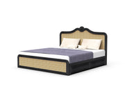 Nidra - Mango Wood & Cane Maharaja Carving King Size Bed With Storage