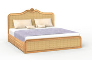 Nidra - Mango Wood & Cane Maharaja Carving King Size Bed With Storage