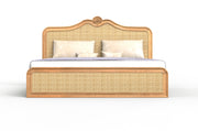 Nidra - Mango Wood & Cane Maharaja Carving King Size Bed With Storage