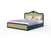 Nidra - Mango Wood & Cane Maharaja Carving King Size Bed With Storage