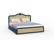 Nidra - Mango Wood & Cane Maharaja Carving King Size Bed With Storage