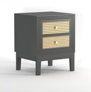 Sattva: Mango Wood & Cane 2 Drawer Bed Side