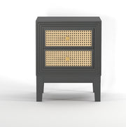 Sattva: Mango Wood & Cane 2 Drawer Bed Side