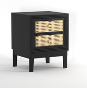 Sattva: Mango Wood & Cane 2 Drawer Bed Side