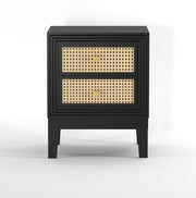 Sattva: Mango Wood & Cane 2 Drawer Bed Side