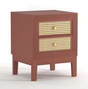 Sattva: Mango Wood & Cane 2 Drawer Bed Side