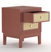 Sattva: Mango Wood & Cane 2 Drawer Bed Side