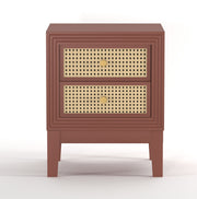 Sattva: Mango Wood & Cane 2 Drawer Bed Side