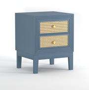 Sattva: Mango Wood & Cane 2 Drawer Bed Side