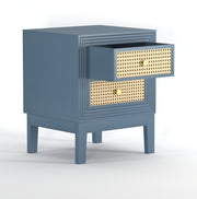 Sattva: Mango Wood & Cane 2 Drawer Bed Side