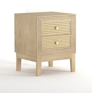 Sattva: Mango Wood & Cane 2 Drawer Bed Side