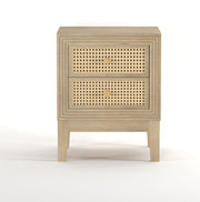 Sattva: Mango Wood & Cane 2 Drawer Bed Side