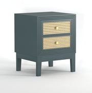 Sattva: Mango Wood & Cane 2 Drawer Bed Side