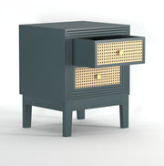 Sattva: Mango Wood & Cane 2 Drawer Bed Side