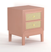Sattva: Mango Wood & Cane 2 Drawer Bed Side