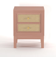 Sattva: Mango Wood & Cane 2 Drawer Bed Side