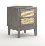 Sattva: Mango Wood & Cane 2 Drawer Bed Side