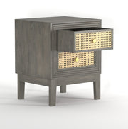Sattva: Mango Wood & Cane 2 Drawer Bed Side