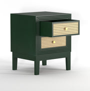 Sattva: Mango Wood & Cane 2 Drawer Bed Side