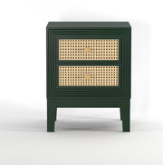 Sattva: Mango Wood & Cane 2 Drawer Bed Side