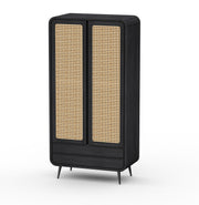 Riddhi - Mango Wood & Cane Wardrobe With Metal Legs