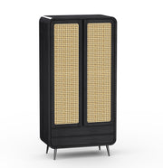 Riddhi - Mango Wood & Cane Wardrobe With Metal Legs