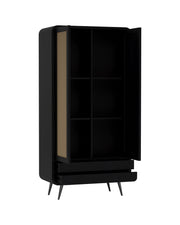 Riddhi - Mango Wood & Cane Wardrobe With Metal Legs