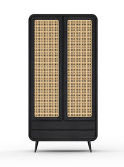 Riddhi - Mango Wood & Cane Wardrobe With Metal Legs