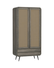 Riddhi - Mango Wood & Cane Wardrobe With Metal Legs