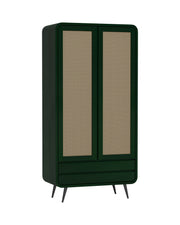 Riddhi - Mango Wood & Cane Wardrobe With Metal Legs