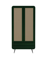 Riddhi - Mango Wood & Cane Wardrobe With Metal Legs