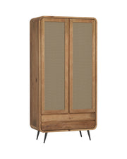 Riddhi - Mango Wood & Cane Wardrobe With Metal Legs