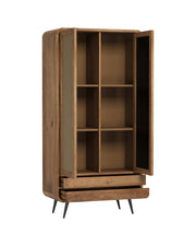 Riddhi - Mango Wood & Cane Wardrobe With Metal Legs