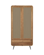 Riddhi - Mango Wood & Cane Wardrobe With Metal Legs