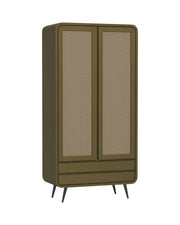 Riddhi - Mango Wood & Cane Wardrobe With Metal Legs