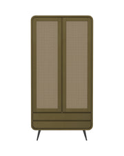 Riddhi - Mango Wood & Cane Wardrobe With Metal Legs