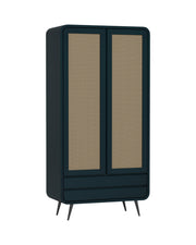 Riddhi - Mango Wood & Cane Wardrobe With Metal Legs