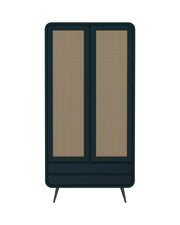Riddhi - Mango Wood & Cane Wardrobe With Metal Legs