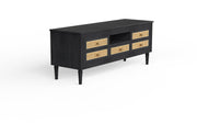 Manas: Mango Wood & Cane TV Cabinet With Turned Legs