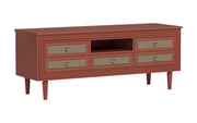 Manas: Mango Wood & Cane TV Cabinet With Turned Legs