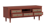 Manas: Mango Wood & Cane TV Cabinet With Turned Legs