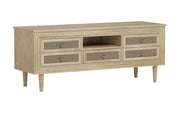 Manas: Mango Wood & Cane TV Cabinet With Turned Legs