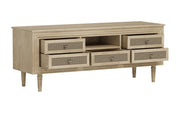 Manas: Mango Wood & Cane TV Cabinet With Turned Legs