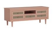 Manas: Mango Wood & Cane TV Cabinet With Turned Legs