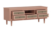 Manas: Mango Wood & Cane TV Cabinet With Turned Legs