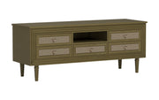 Manas: Mango Wood & Cane TV Cabinet With Turned Legs